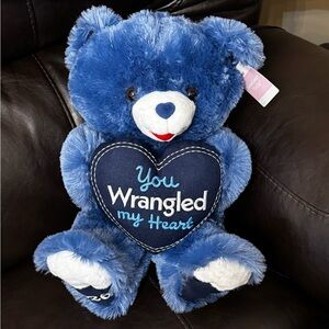 Blue Teddy Bear with Heart you wrangled my heart